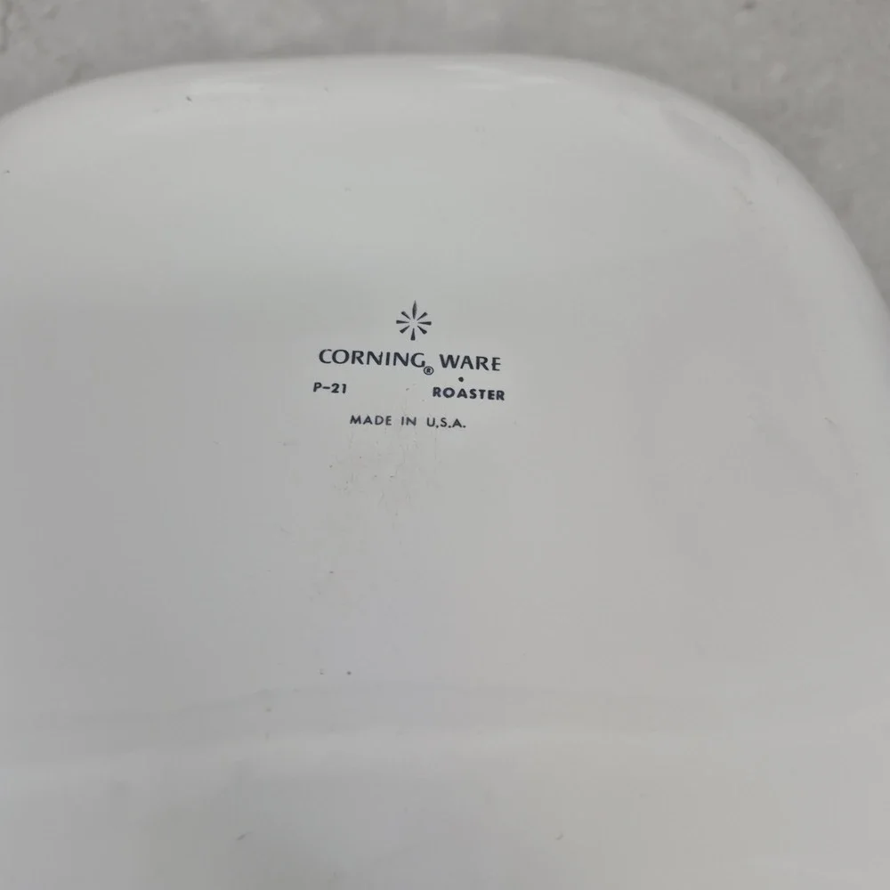 Corning Ware Roaster Pan Cornflower Blue P-21 White